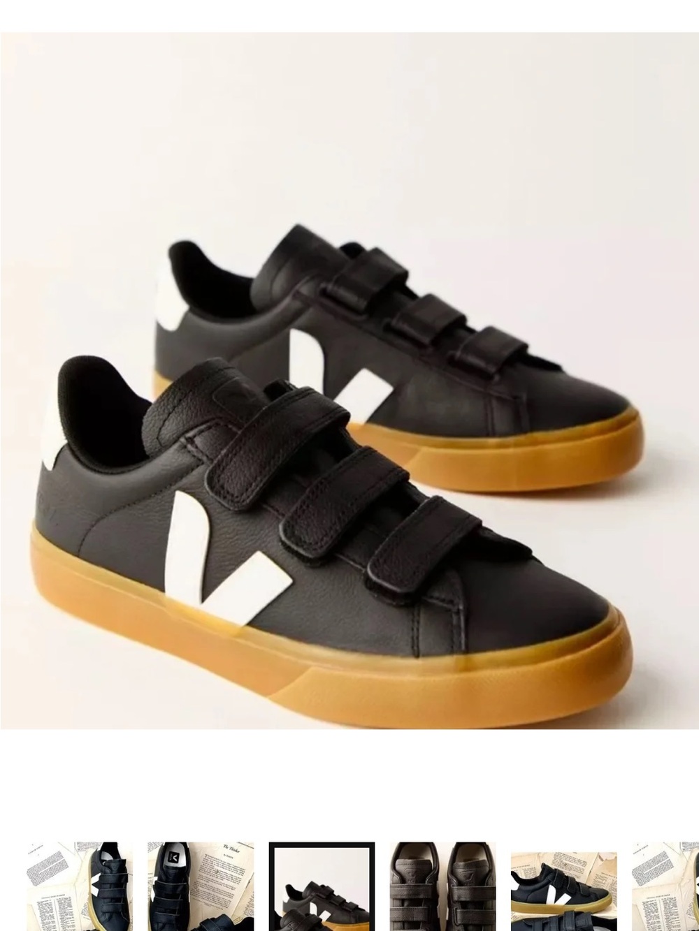 Recife Black and Gum Casual Sneakers with White Accent - Velcro Straps